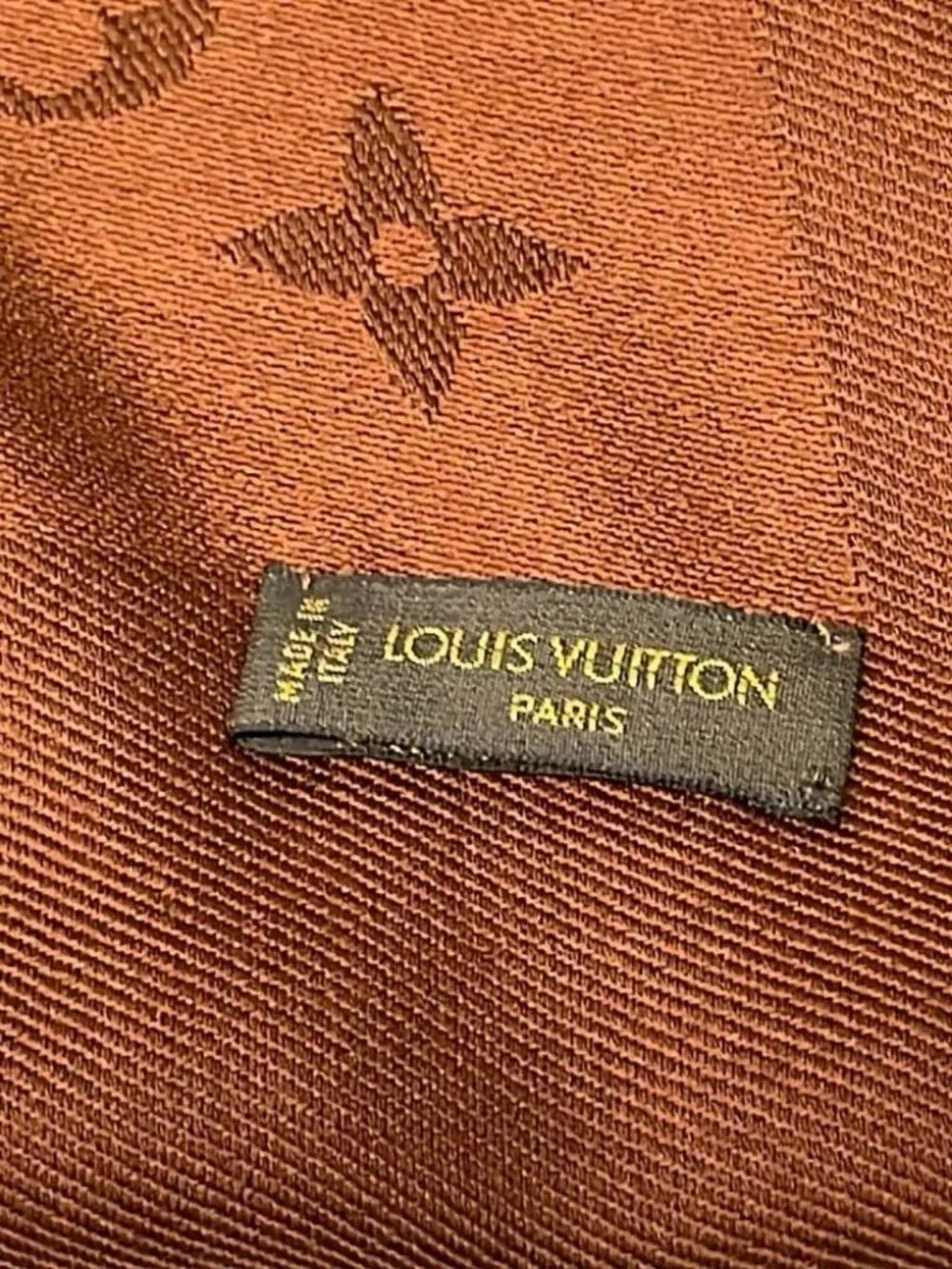LOUIS VUITTON Shawl Monogram M71338 Chocolat Scarf Silk Wool